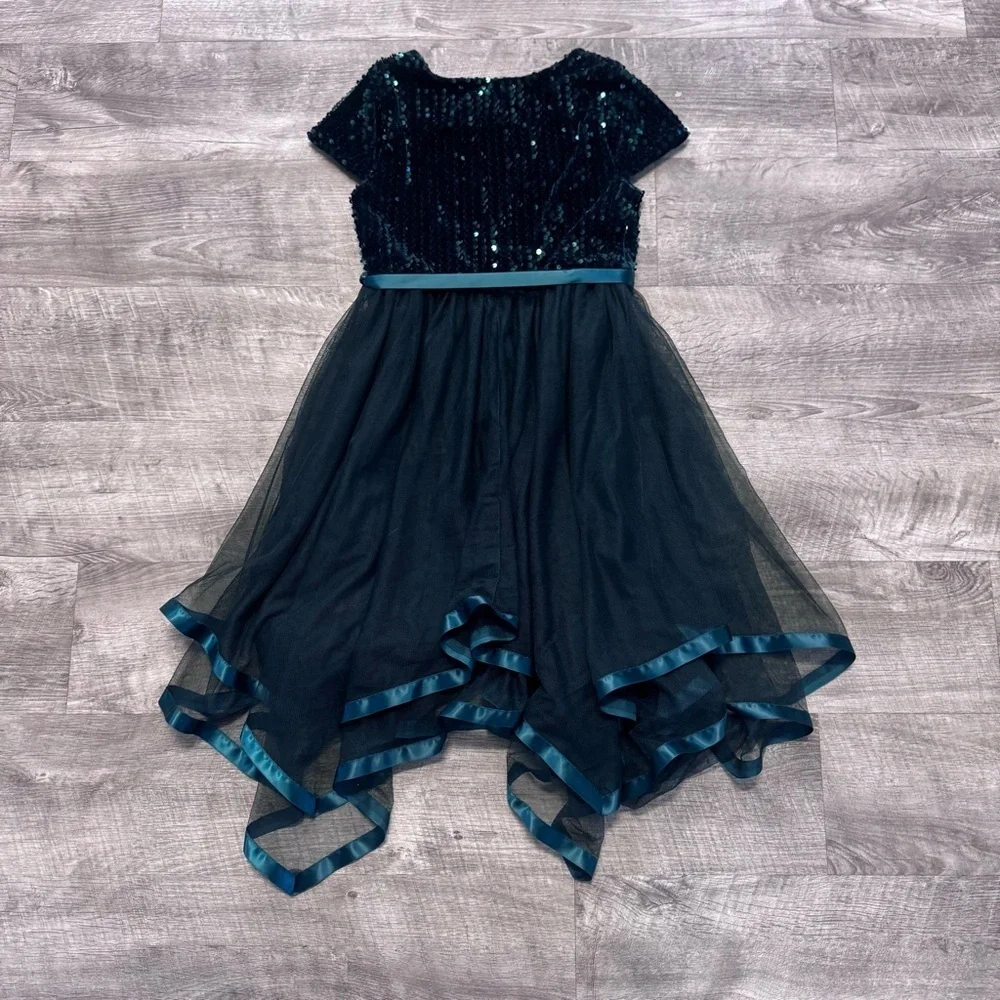 Speechless Short Sleeve Green Sequin Bodice Tulle Skirt Party Dress Girls Sz. 8